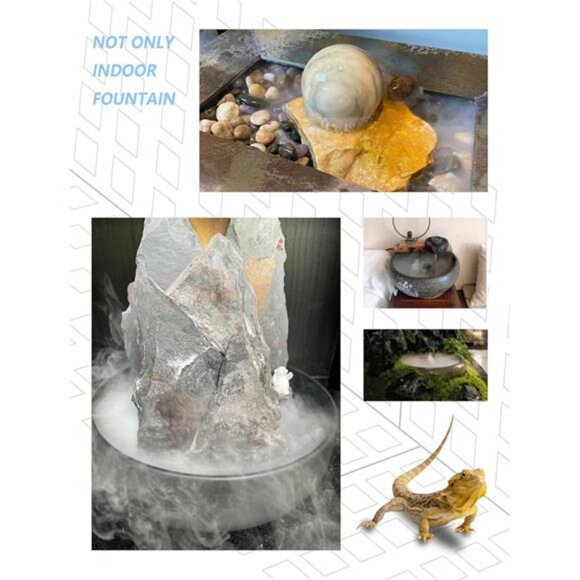 12 LED Ultrasonic Mist Maker with Splash Guard, Indoor Fountain Water Feature - Picture 4 of 7